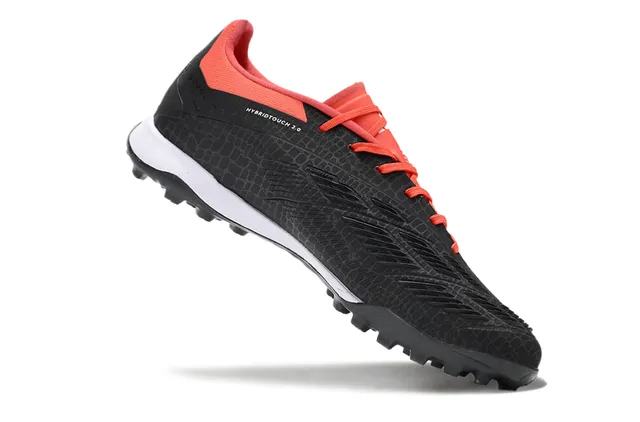 Adidas Predator Black Orange Textured Scale-Pattern Upper Three White Stripes Artificial-Grass Soccer Shoes 2
