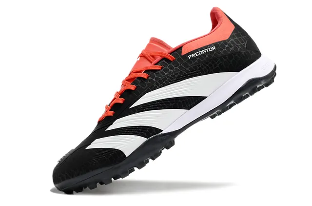 Adidas Predator Black Orange Textured Scale-Pattern Upper Three White Stripes Artificial-Grass Soccer Shoes 3