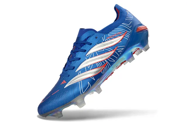Adidas Predator Bleu Argenté Bas Haut Synthétique Iridescent Translucide Semelle Sol Firm-Ground Chaussures de Football 3