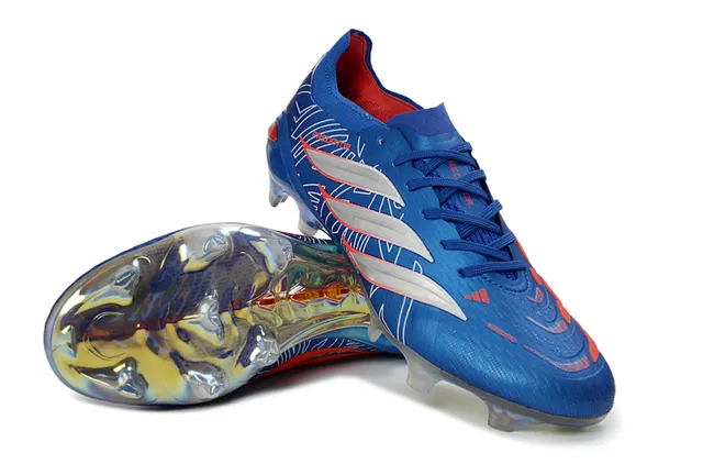 Adidas Predator Bleu Argenté Bas Haut Synthétique Iridescent Translucide Semelle Sol Firm-Ground Chaussures de Football 4