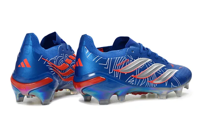 Adidas Predator Bleu Argenté Bas Haut Synthétique Iridescent Translucide Semelle Sol Firm-Ground Chaussures de Football 5