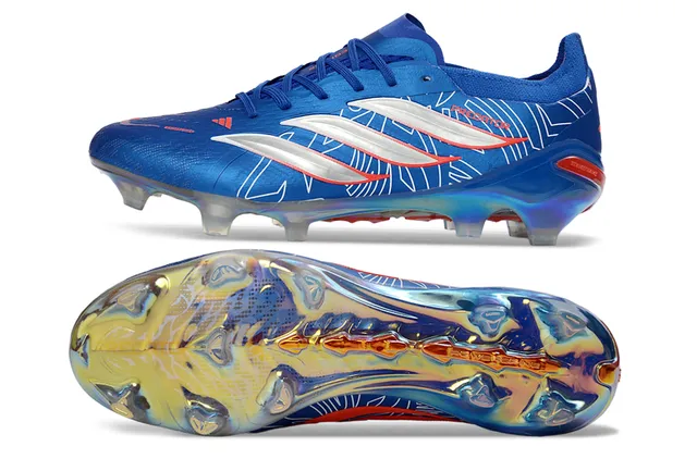 Adidas Predator Bleu Argenté Bas Haut Synthétique Iridescent Translucide Semelle Sol Firm-Ground Chaussures de Football 6