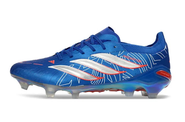 Adidas Predator Bleu Argenté Bas Haut Synthétique Iridescent Translucide Semelle Sol Firm-Ground Chaussures de Football 7