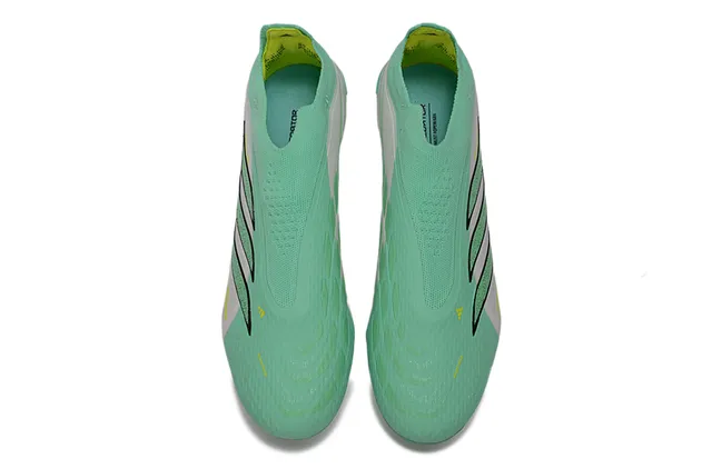 Adidas Predator Verde Branco Meia-Ajuste Tricô Superior Espigões Moldados Superfície Firme Sapatos de Futebol 2