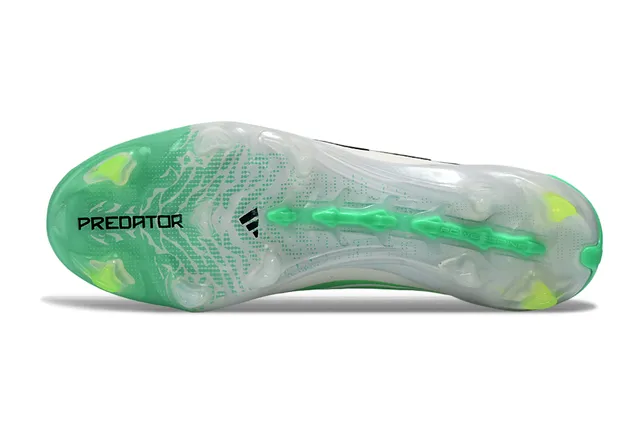 Adidas Predator Verde Branco Meia-Ajuste Tricô Superior Espigões Moldados Superfície Firme Sapatos de Futebol 6