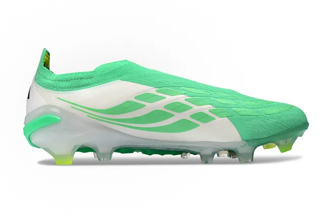 Adidas Predator Verde Branco Meia-Ajuste Tricô Superior Espigões Moldados Superfície Firme Sapatos de Futebol 7