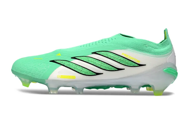 Adidas Predator Verde Branco Meia-Ajuste Tricô Superior Espigões Moldados Superfície Firme Sapatos de Futebol 8