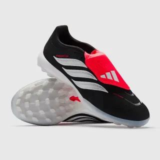 Adidas Predator Laceless Slip-On Black Silver Red Artificial-Grass Soccer Shoes