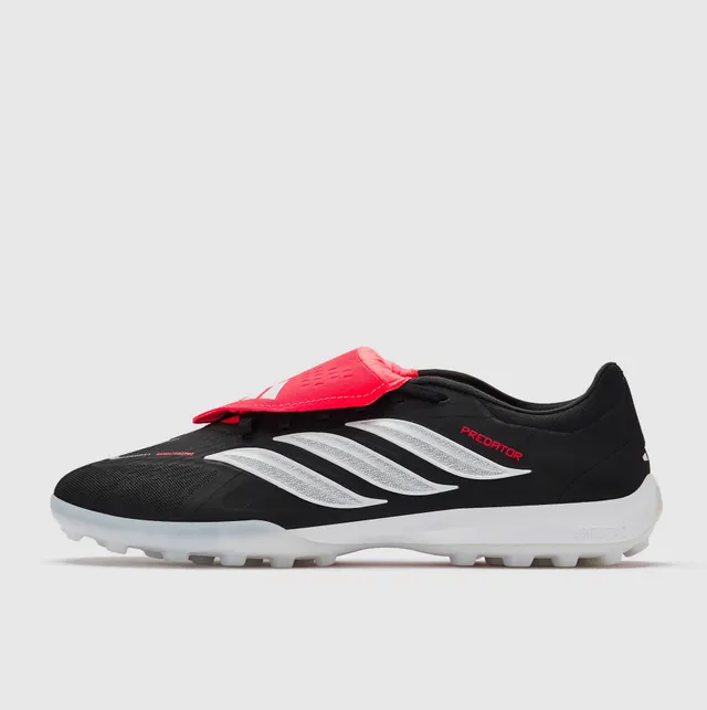 Adidas Predator Laceless Slip-On Black Silver Red Artificial-Grass Soccer Shoes 15