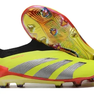 Adidas Predator Neon Yellow Silver Iridescent أحذية كرة القدم للأرض الصلبة