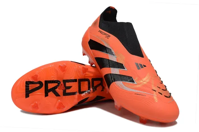 Adidas Predator नारंगी काला लो-कट सॉक-फिट कॉलर रिब्ड फोरफुट टेक्सचर फर्म-ग्राउंड फुटबॉल जूते 4
