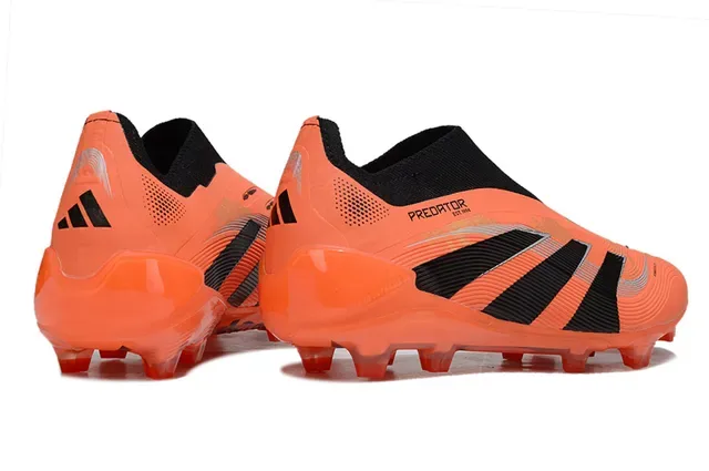 Adidas Predator नारंगी काला लो-कट सॉक-फिट कॉलर रिब्ड फोरफुट टेक्सचर फर्म-ग्राउंड फुटबॉल जूते 5