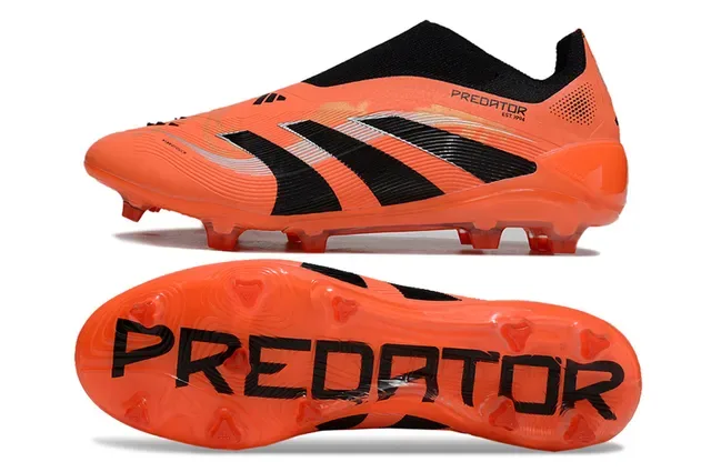Adidas Predator नारंगी काला लो-कट सॉक-फिट कॉलर रिब्ड फोरफुट टेक्सचर फर्म-ग्राउंड फुटबॉल जूते 6