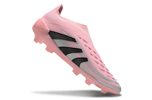 Adidas Predator Rosa Preto Baixo corte Ajuste de meia Superior Campo firme Sapatos de futebol 2