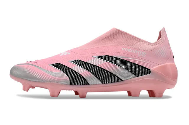 Adidas Predator Rosa Preto Baixo corte Ajuste de meia Superior Campo firme Sapatos de futebol 3