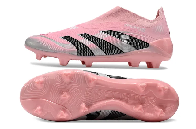 Adidas Predator Rosa Preto Baixo corte Ajuste de meia Superior Campo firme Sapatos de futebol 4
