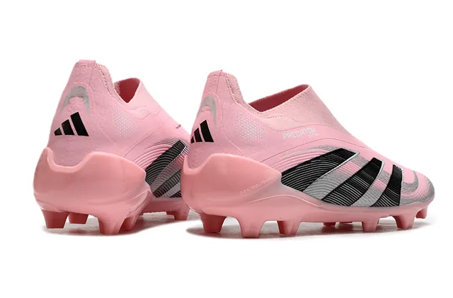 Adidas Predator Rosa Preto Baixo corte Ajuste de meia Superior Campo firme Sapatos de futebol 5