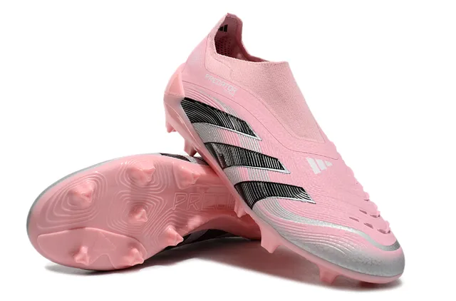 Adidas Predator Rosa Preto Baixo corte Ajuste de meia Superior Campo firme Sapatos de futebol 6