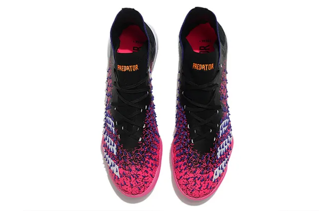 Adidas Predator Pink Black Textured Speckled Upper Triangular Forefoot Studs Turf Soccer Shoes 2