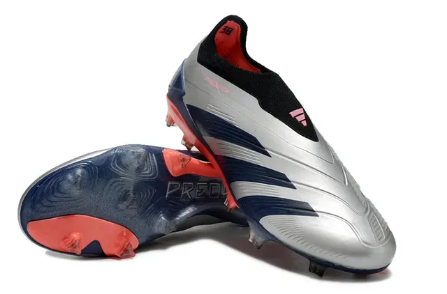 Adidas Predator Silver Navy Red Firm-Ground Soccer Shoes 4