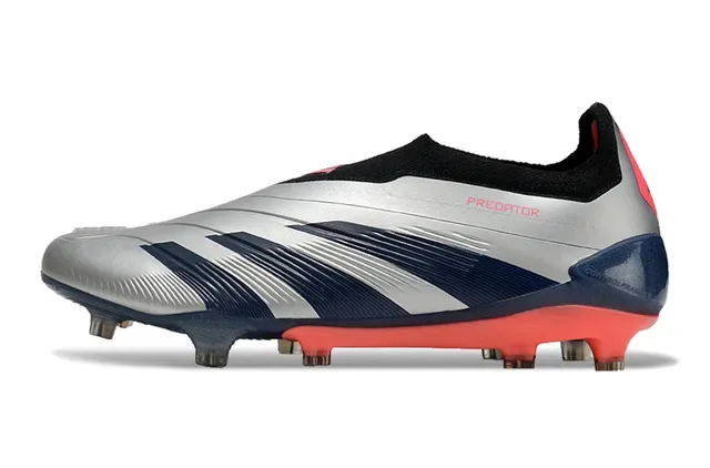 Adidas Predator Silver Navy Red Firm-Ground Soccer Shoes 7