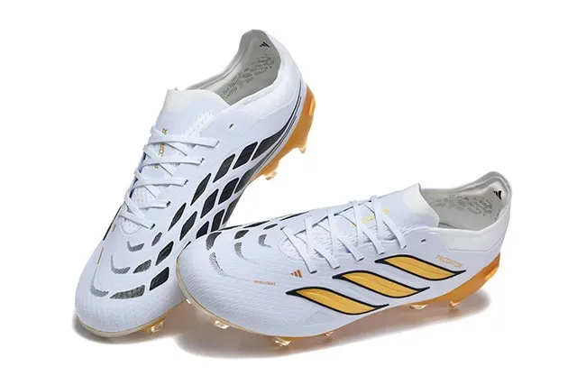 Adidas Predator White and Gold Firm-Ground Soccer Shoes 2