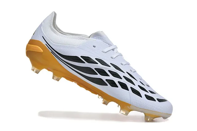 Adidas Predator White and Gold Firm-Ground Soccer Shoes 3