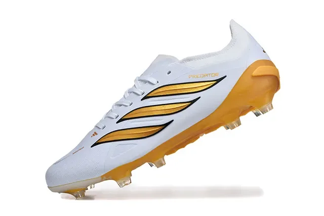 Adidas Predator White and Gold Firm-Ground Soccer Shoes 4