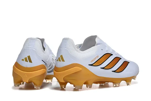 Adidas Predator White and Gold Firm-Ground Soccer Shoes 5