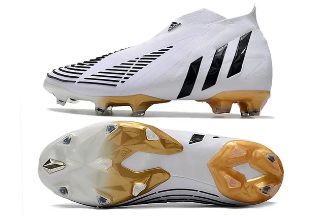 Adidas Predator branco preto dourado Firm-Ground Sapatos de futebol 9
