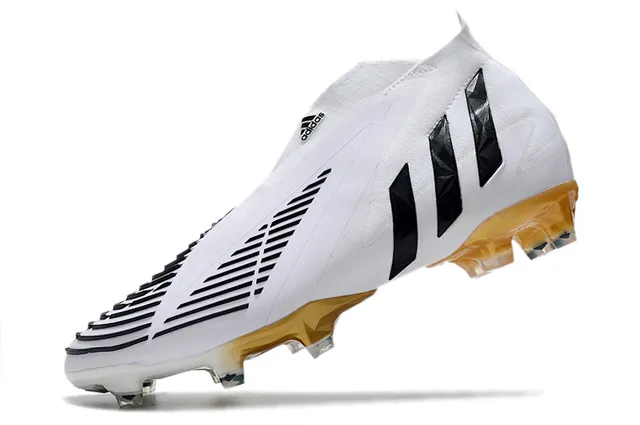 Adidas Predator branco preto dourado Firm-Ground Sapatos de futebol 11