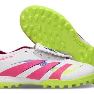Adidas Predator Blanc Rose Bottine Système de Couverture de Lacets Gazon Chaussures de Football