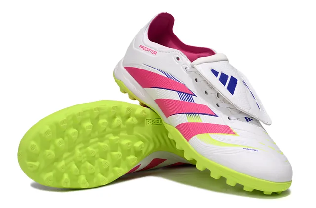 Adidas Predator White Pink Low-Cut Boot Lace Cover System Turf Soccer Shoes 3