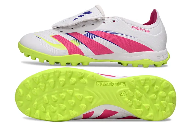 Adidas Predator White Pink Low-Cut Boot Lace Cover System Turf Soccer Shoes 6