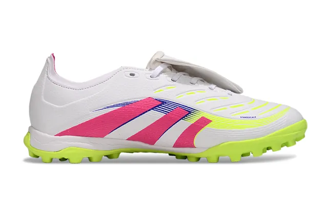 Adidas Predator White Pink Low-Cut Boot Lace Cover System Turf Soccer Shoes 7