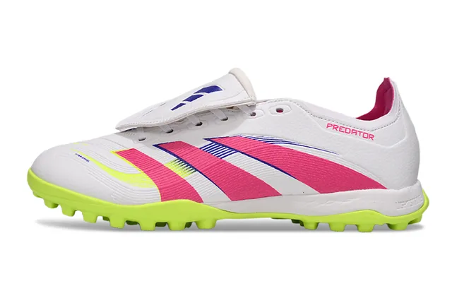 Adidas Predator White Pink Low-Cut Boot Lace Cover System Turf Soccer Shoes 8