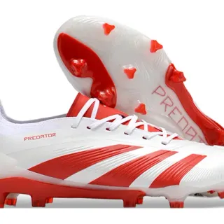 Adidas Predator White Red lacets asymétriques texturisé avant-pied terrain ferme chaussures de football