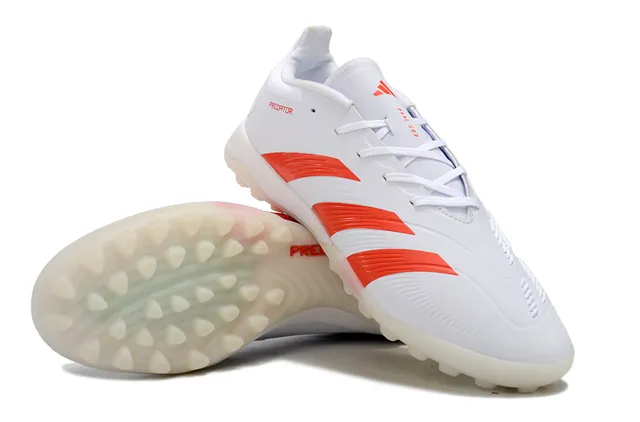 Adidas Predator 白红 低帮 合成革鞋面 Three Stripes 草地足球鞋 4