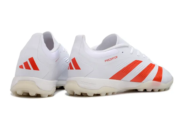 Adidas Predator 白红 低帮 合成革鞋面 Three Stripes 草地足球鞋 5