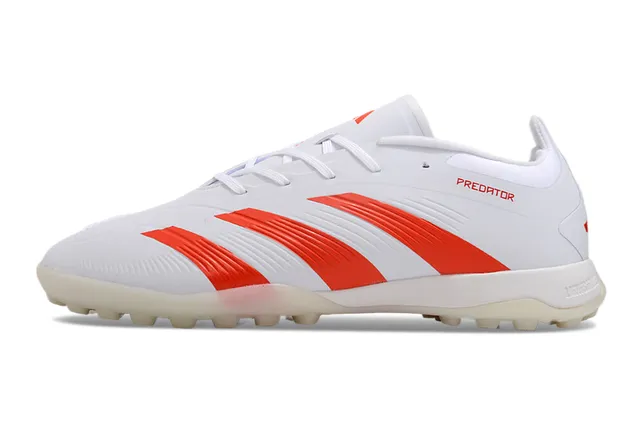 Adidas Predator 白红 低帮 合成革鞋面 Three Stripes 草地足球鞋 7