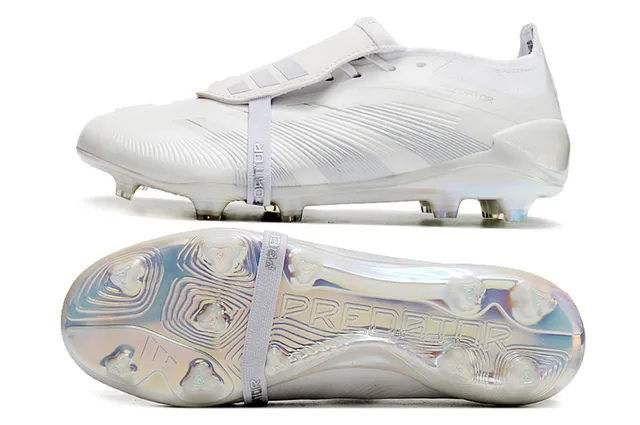 Adidas Predator Blanc Transparente Sans Lacets Fermeture de Bride Iridescent Semelle Holographique Plaque de Suela Sol Firm-Ground Chaussures de Football 5