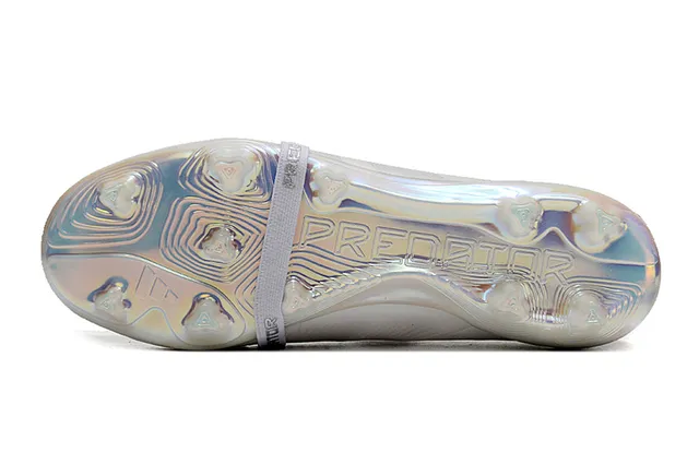 Adidas Predator Blanc Transparente Sans Lacets Fermeture de Bride Iridescent Semelle Holographique Plaque de Suela Sol Firm-Ground Chaussures de Football 6