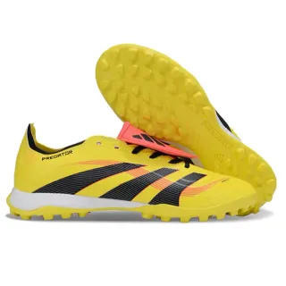 Adidas Predator Amarelo Preto Low-Cut Upper Sintético Canchas Cônicas Sapatos de Futebol Turf