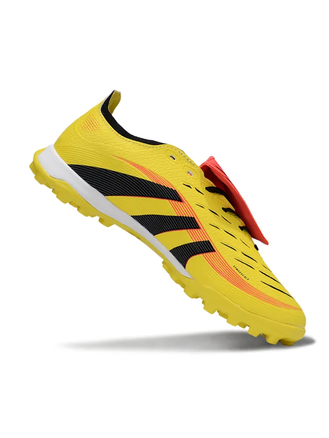 Adidas Predator Amarelo Preto Low-Cut Upper Sintético Canchas Cônicas Sapatos de Futebol Turf 2