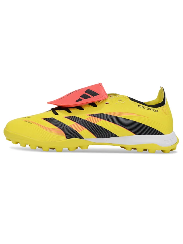 Adidas Predator Amarelo Preto Low-Cut Upper Sintético Canchas Cônicas Sapatos de Futebol Turf 3
