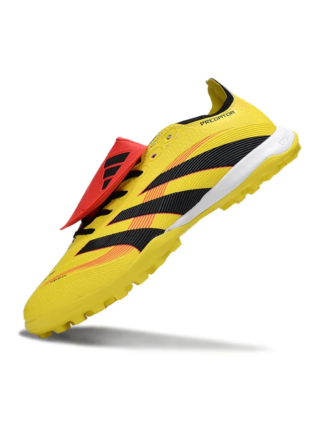 Adidas Predator Amarelo Preto Low-Cut Upper Sintético Canchas Cônicas Sapatos de Futebol Turf 4