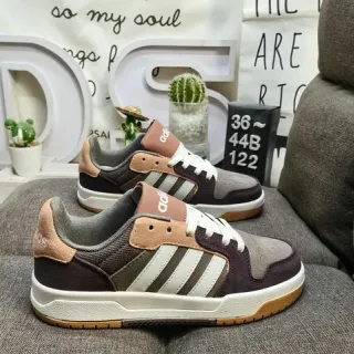 Adidas أحذية رياضية بنفسجي بيج منخفض العلوي ثلاث شرائط جانبية لوحة جانبية ستايل حياة