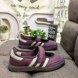 Adidas بنفسجي أبيض بدون أربطة ماري جين شريط فيلكرو سينيكرز أسلوب حياة