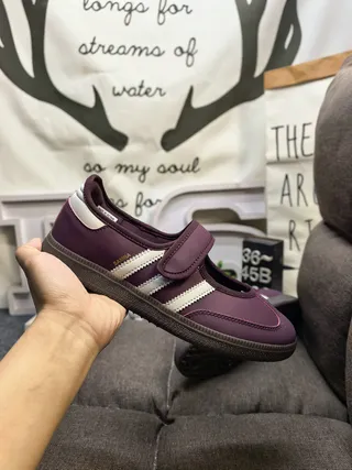 Adidas Purple White Laceless Mary Jane Velcro Strap Lifestyle Sneakers 5