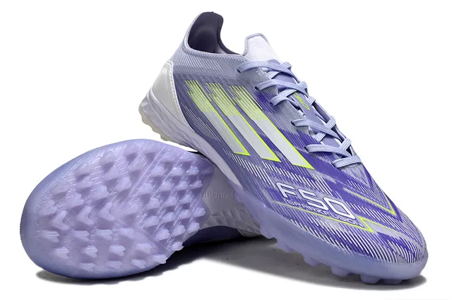 Adidas Purple White Low-Cut Knit Upper Conical Studs Artificial-Grass Soccer Shoes 4